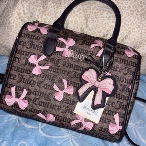 Juicy Couture Brown Satchel with Pink Bows